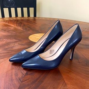 Nine West Navy Blue Leather Heels